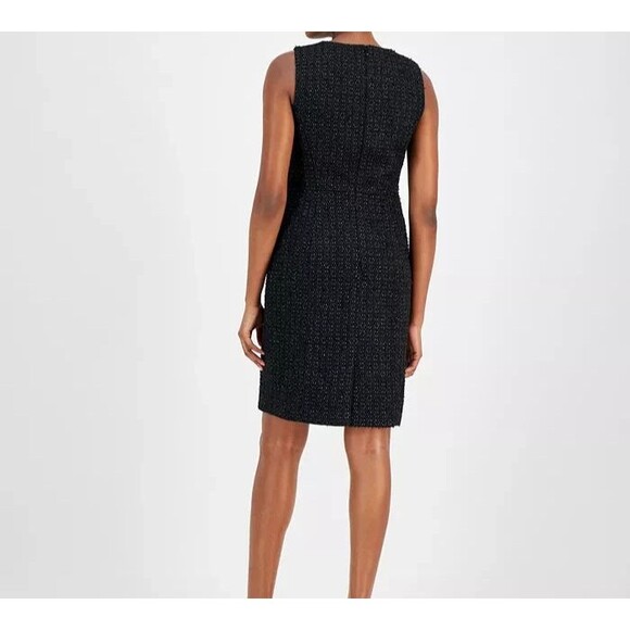 Anne Klein Women's Sleeveless Boucle Sheath Dress Formal Chic Causal Black 8 - Picture 4 of 12